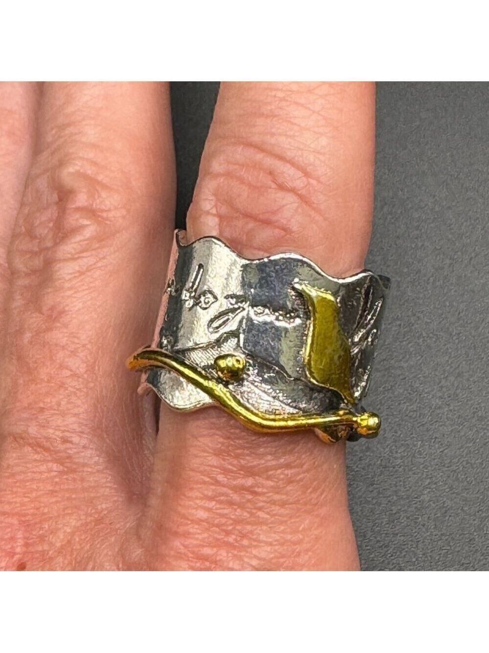 Boho Raven and Poe Inspired Two Tone Ring #1371 - Picture 6 of 8